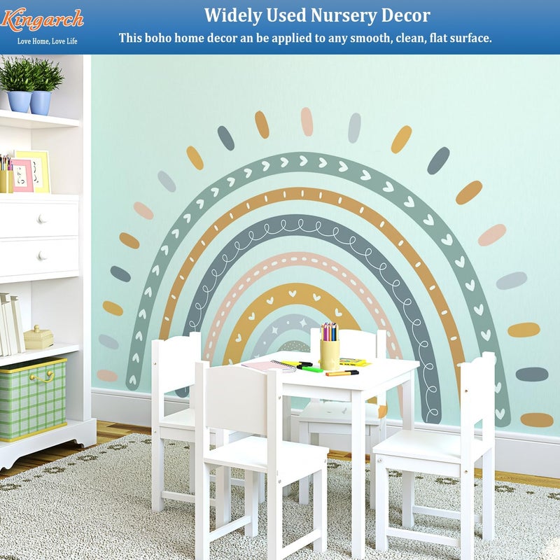Kingarch Large Cute Rainbow Wall Decals, Boho Sun Peel and Stick Fabric Nursery Wall Decor, Removable Home Room Wall Decor Murals Stickers for Kids Girls Toddler Bedroom Living Room Playroom - Image 3